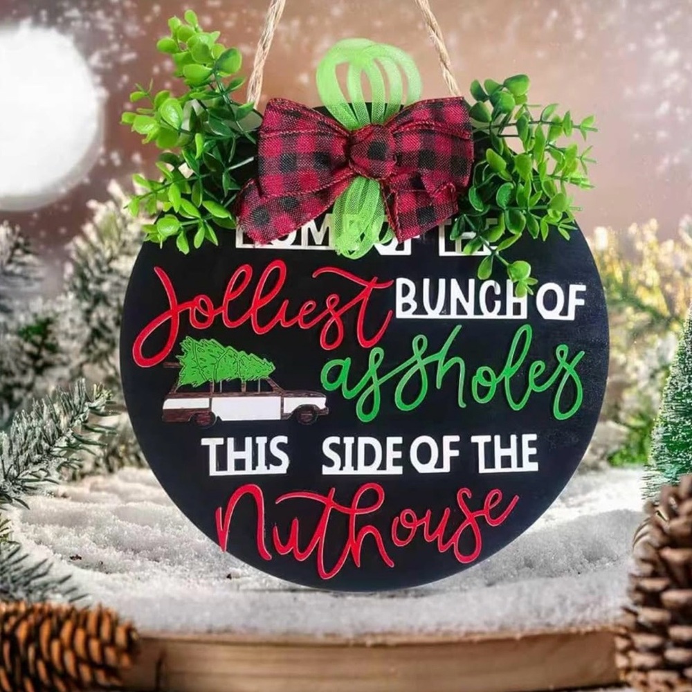 Festive Holiday Sign with Red and Green Accents